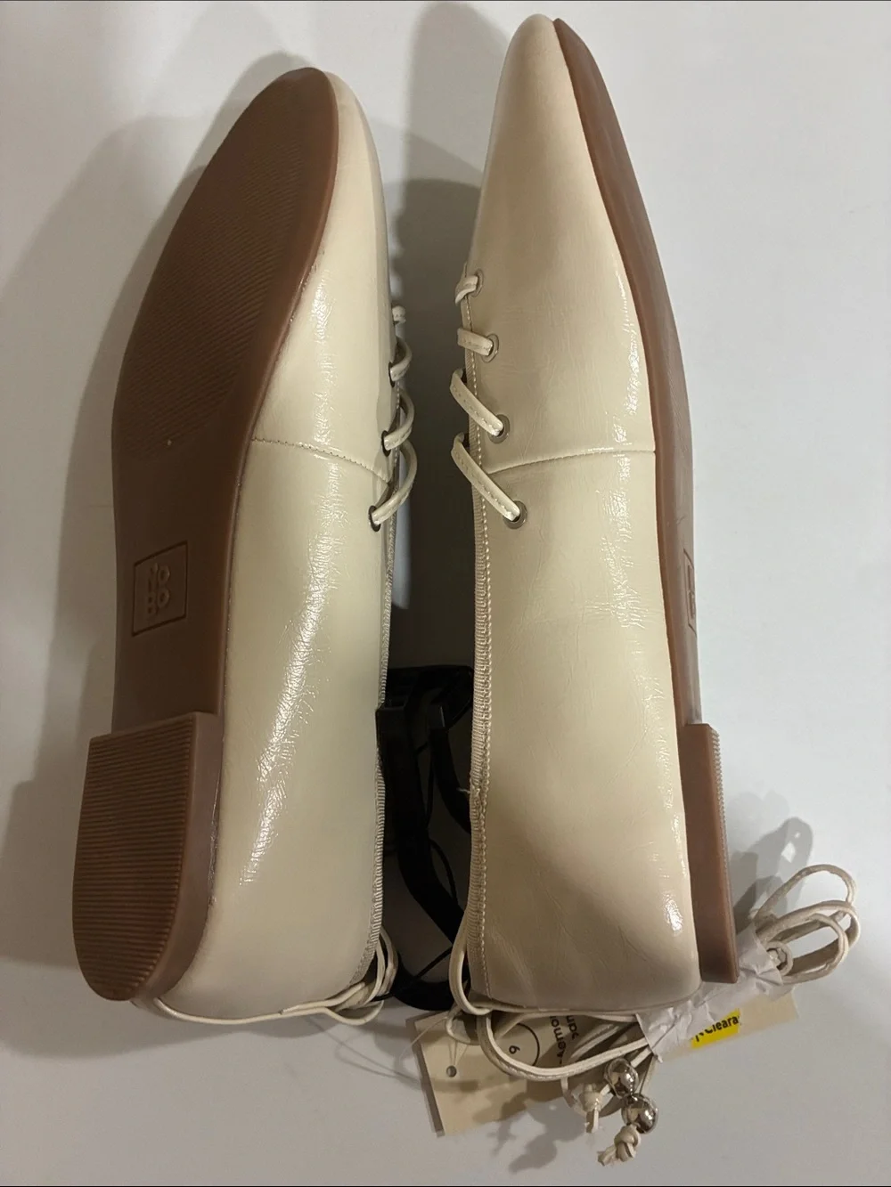 No Boundaries Ivory Lace-Up Ballet Flats